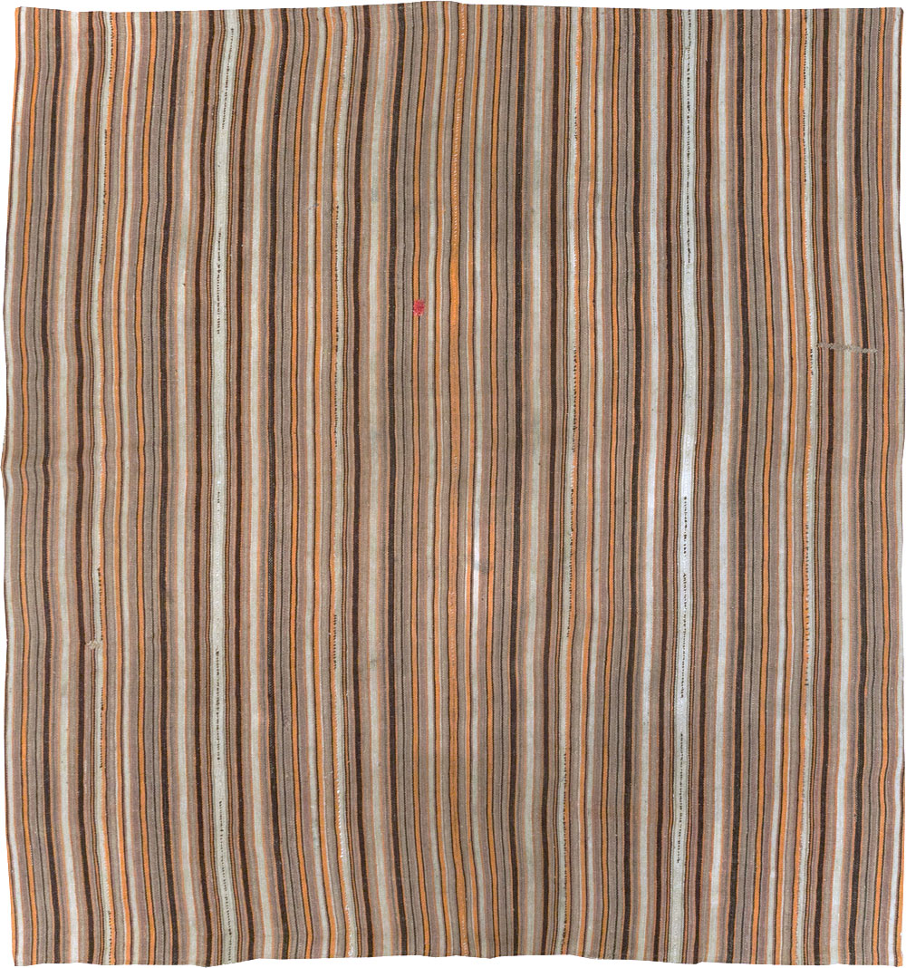 Vintage Persian Flatweave Kilim Square Carpet, No.31604 - Staging