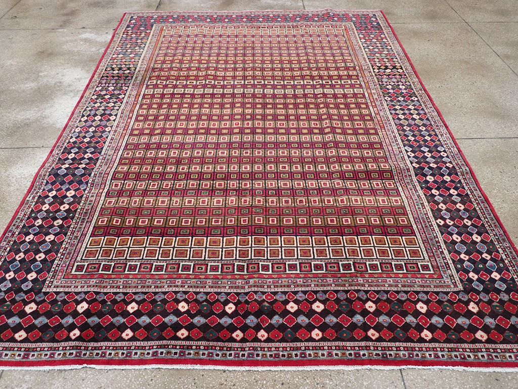 Vintage Persian Tabriz Room Size Carpet, No.31610 - Staging