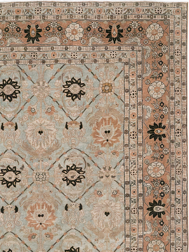 Antique Persian Varamin Room Size Carpet, No.31611 - Staging