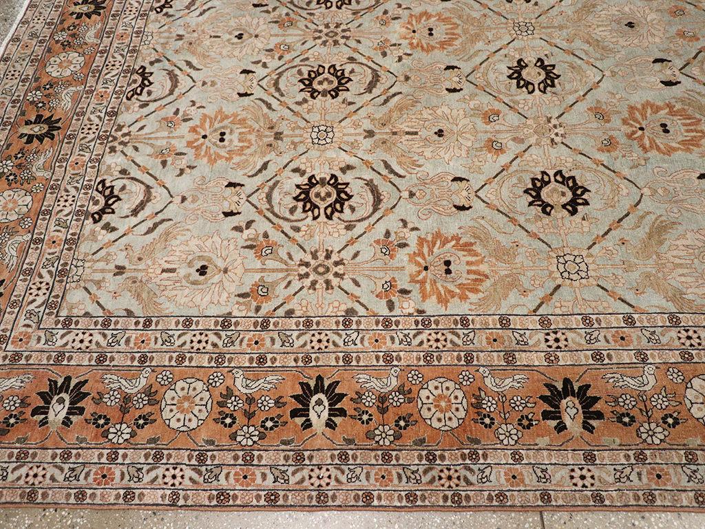 Antique Persian Varamin Room Size Carpet, No.31611 - Staging