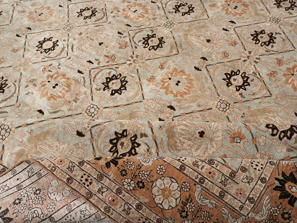 Antique Persian Varamin Room Size Carpet, No.31611 - Staging