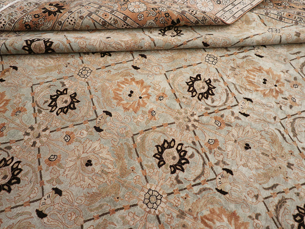 Antique Persian Varamin Room Size Carpet, No.31611 - Staging