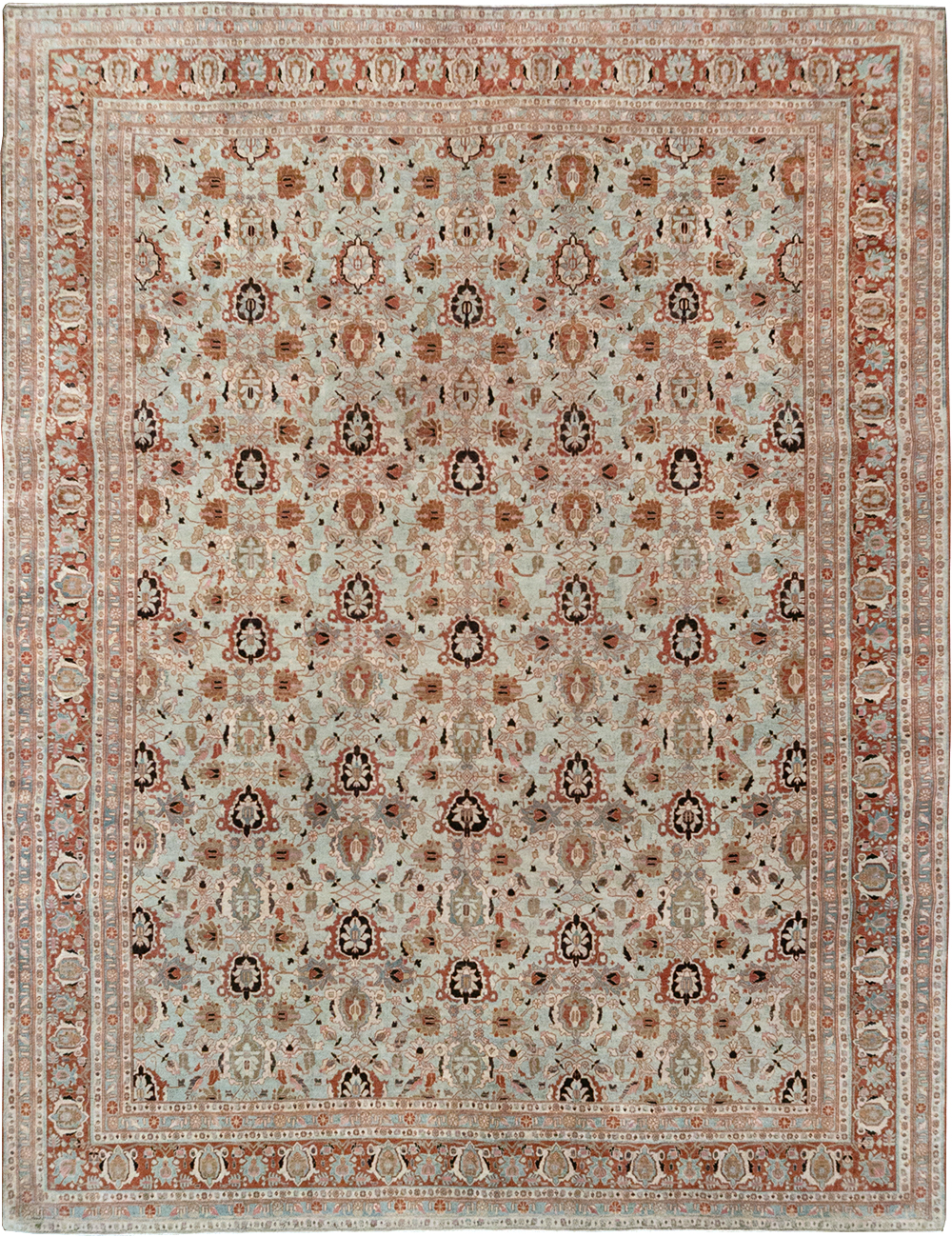 Antique Persian Varamin Room Size Carpet, No.31612 - Staging