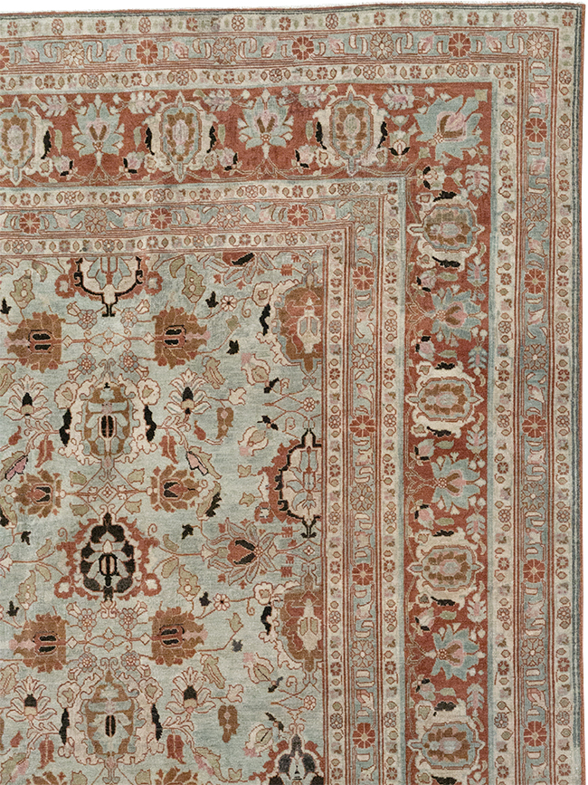 Antique Persian Varamin Room Size Carpet, No.31612 - Staging