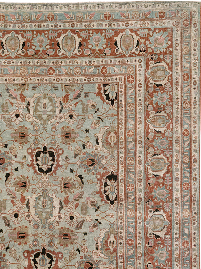 Antique Persian Varamin Room Size Carpet, No.31612 - Staging