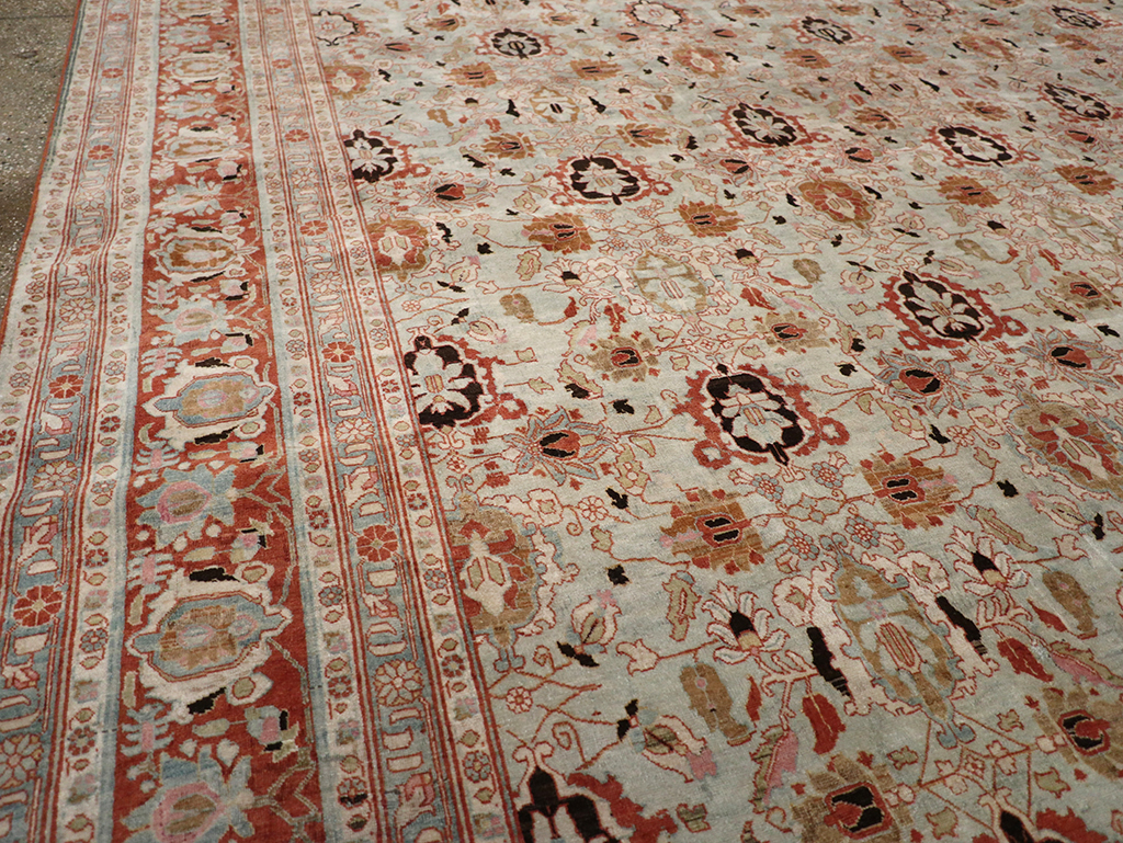 Antique Persian Varamin Room Size Carpet, No.31612 - Staging