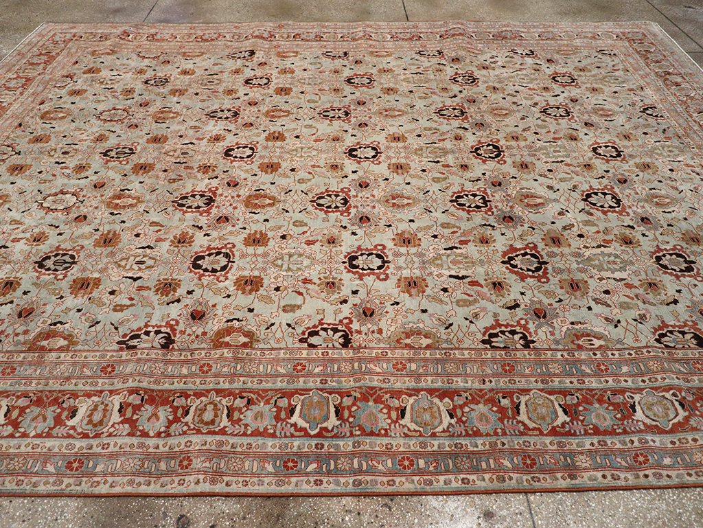 Antique Persian Varamin Room Size Carpet, No.31612 - Staging