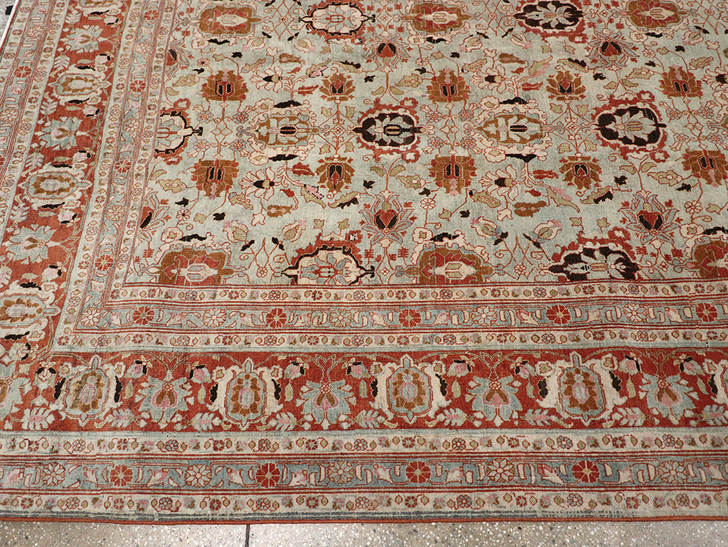 Antique Persian Varamin Room Size Carpet, No.31612 - Staging