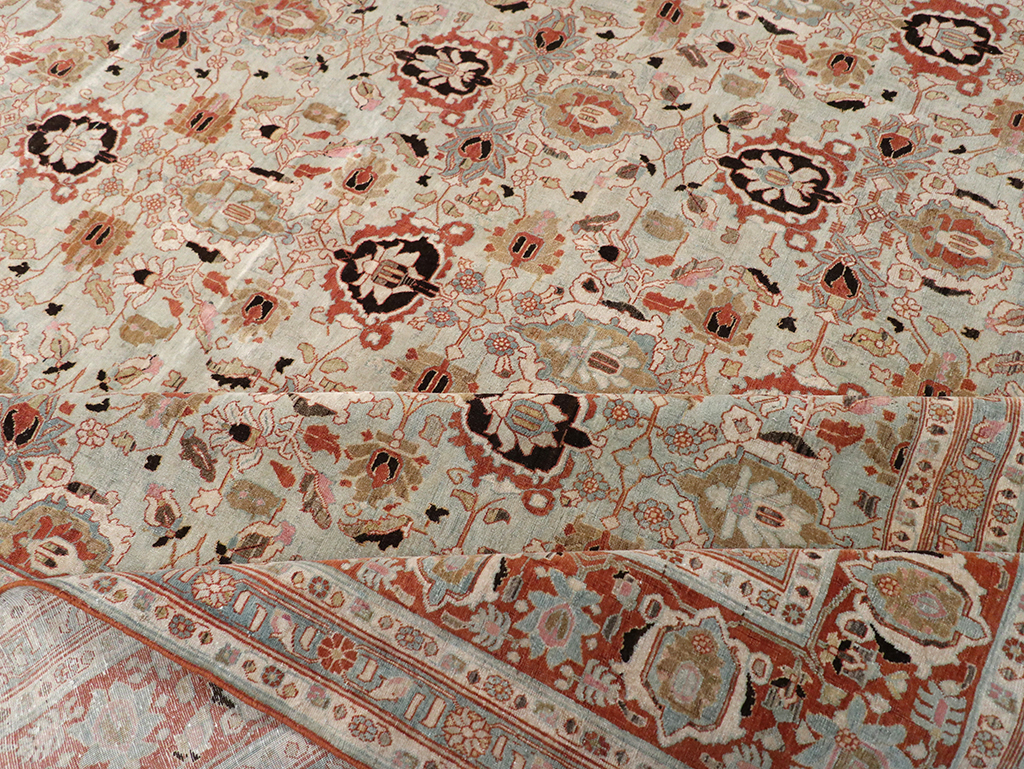 Antique Persian Varamin Room Size Carpet, No.31612 - Staging