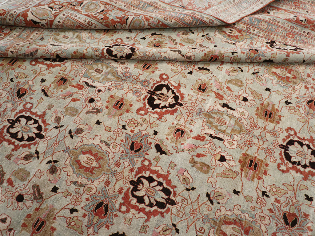 Antique Persian Varamin Room Size Carpet, No.31612 - Staging