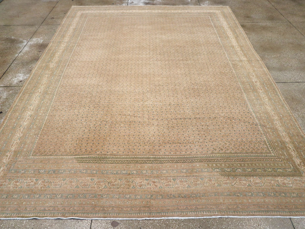 Distressed Style Vintage Persian Mahal Room Size Carpet, No.31622 - Staging