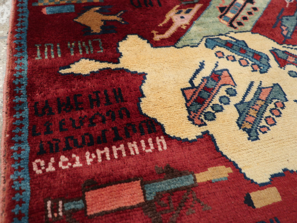 Vintage Afghan Pictorial War Rug, No.31624 - Staging
