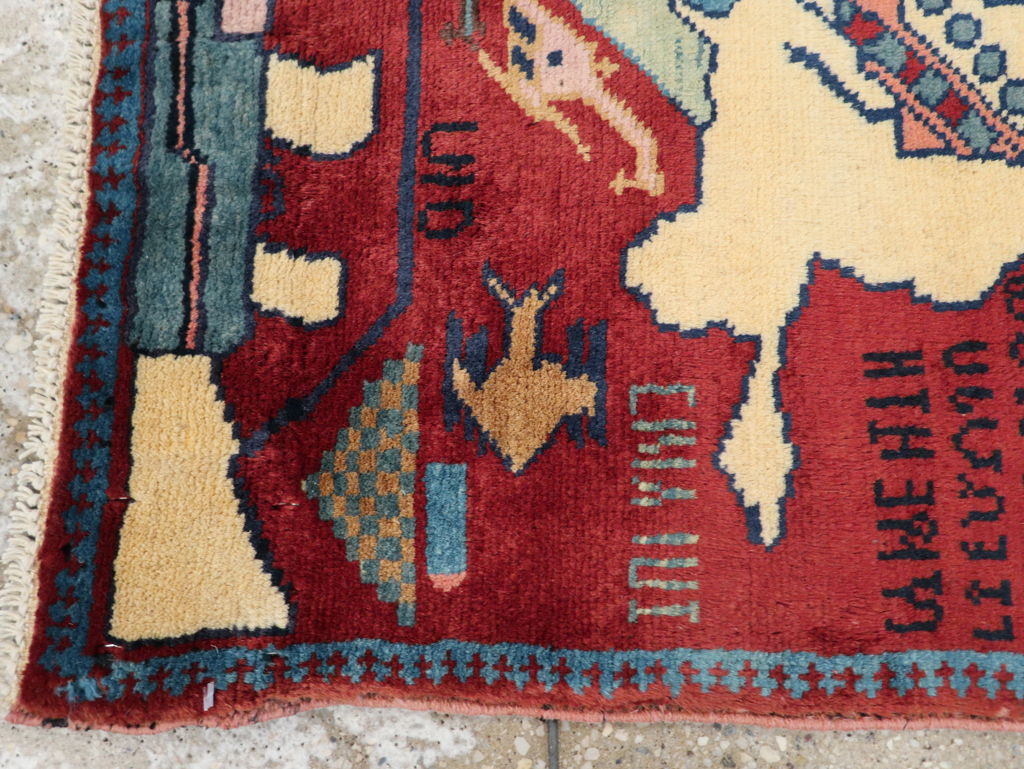 Vintage Afghan Pictorial War Rug, No.31624 - Staging