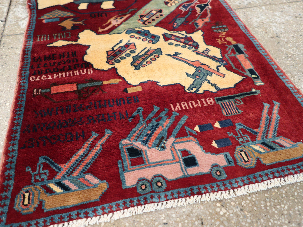 Vintage Afghan Pictorial War Rug, No.31624 - Staging