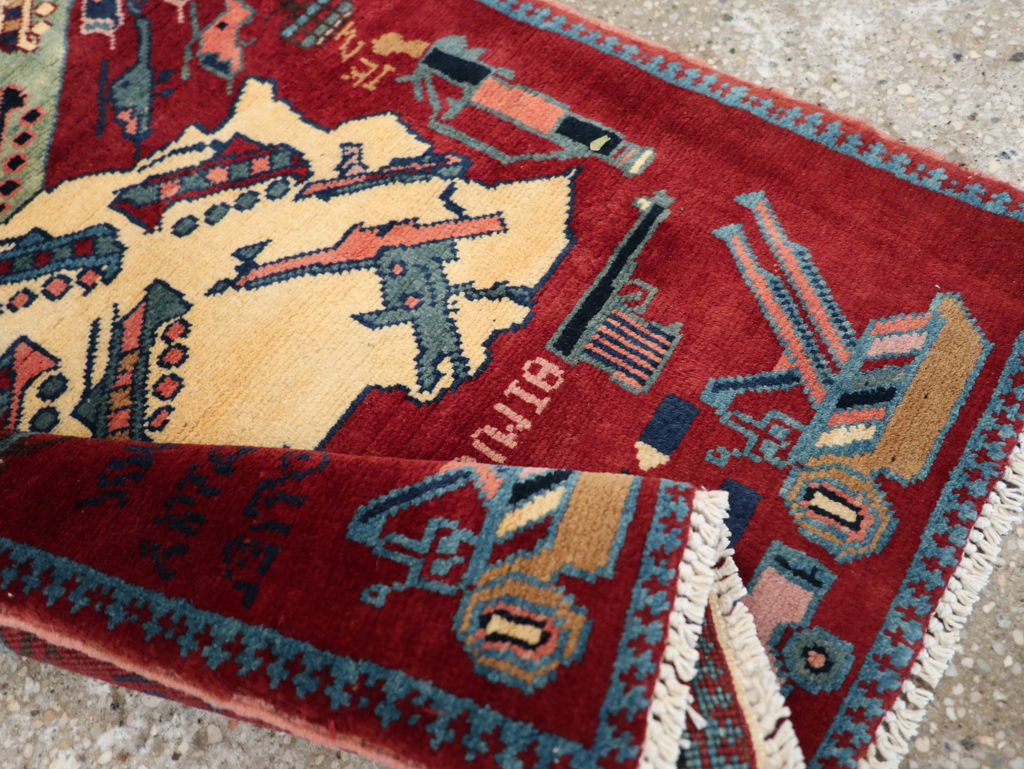 Vintage Afghan Pictorial War Rug, No.31624 - Staging