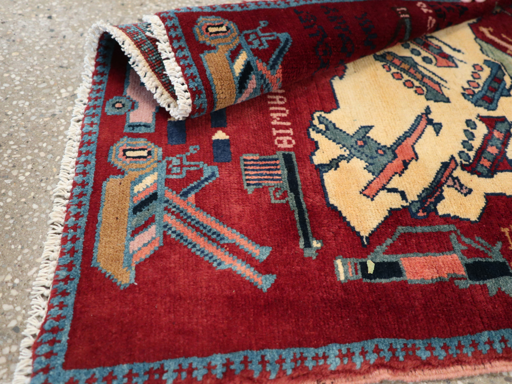 Vintage Afghan Pictorial War Rug, No.31624 - Staging