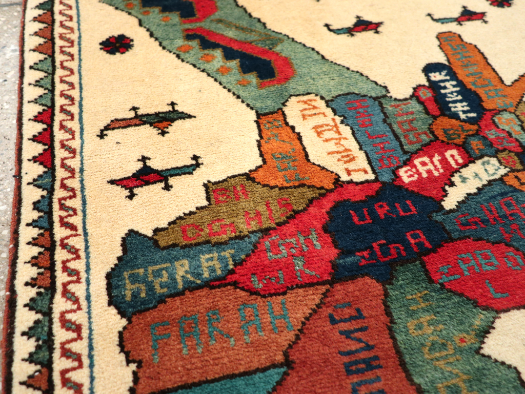 Vintage Afghan Pictorial War Map Rug, No.31625 - Staging