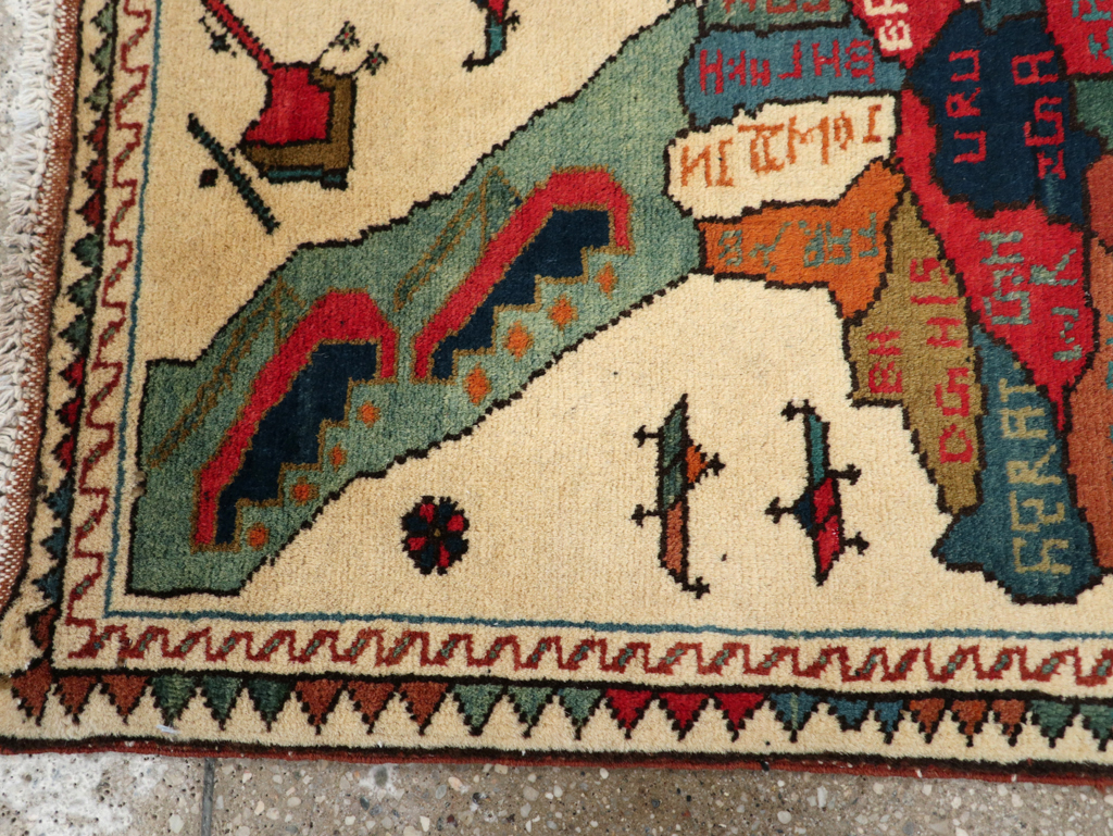 Vintage Afghan Pictorial War Map Rug, No.31625 - Staging