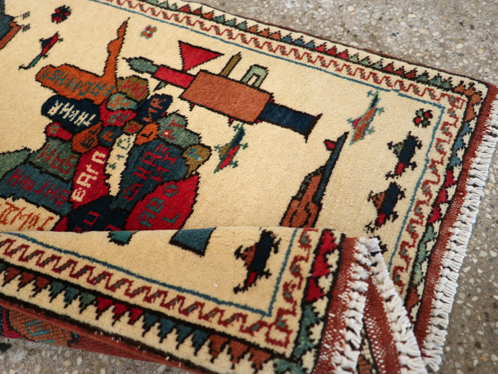Vintage Afghan Pictorial War Map Rug, No.31625 - Staging