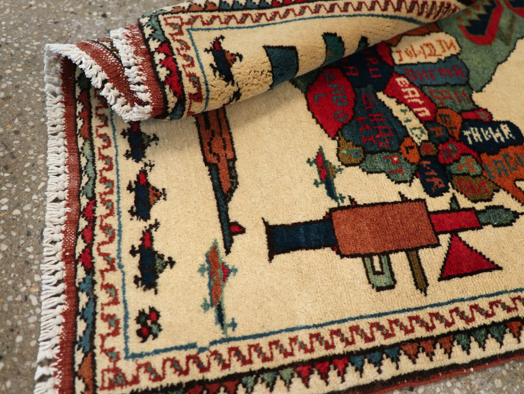 Vintage Afghan Pictorial War Map Rug, No.31625 - Staging
