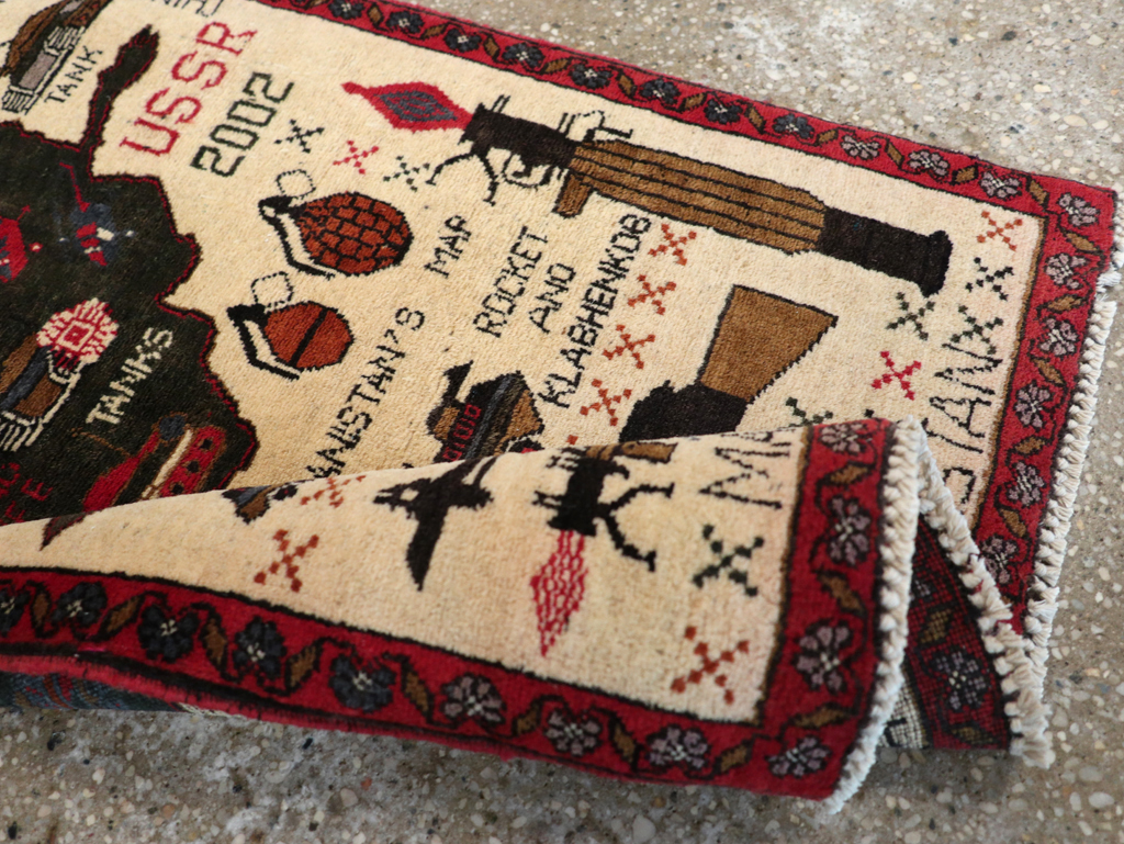 Vintage Afghan Pictorial War Map Rug, No.31626 - Staging