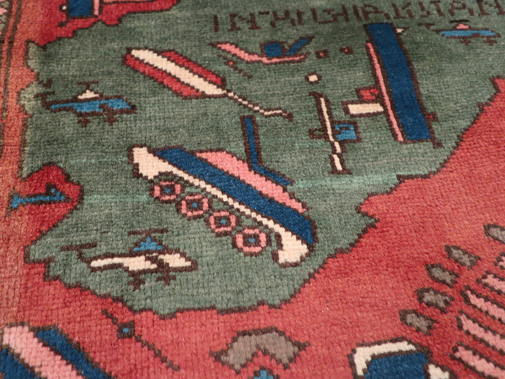 Vintage Afghan Pictorial War Map Rug, No.31627 - Staging