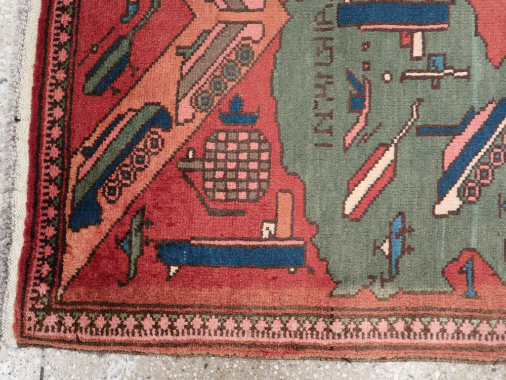 Vintage Afghan Pictorial War Map Rug, No.31627 - Staging