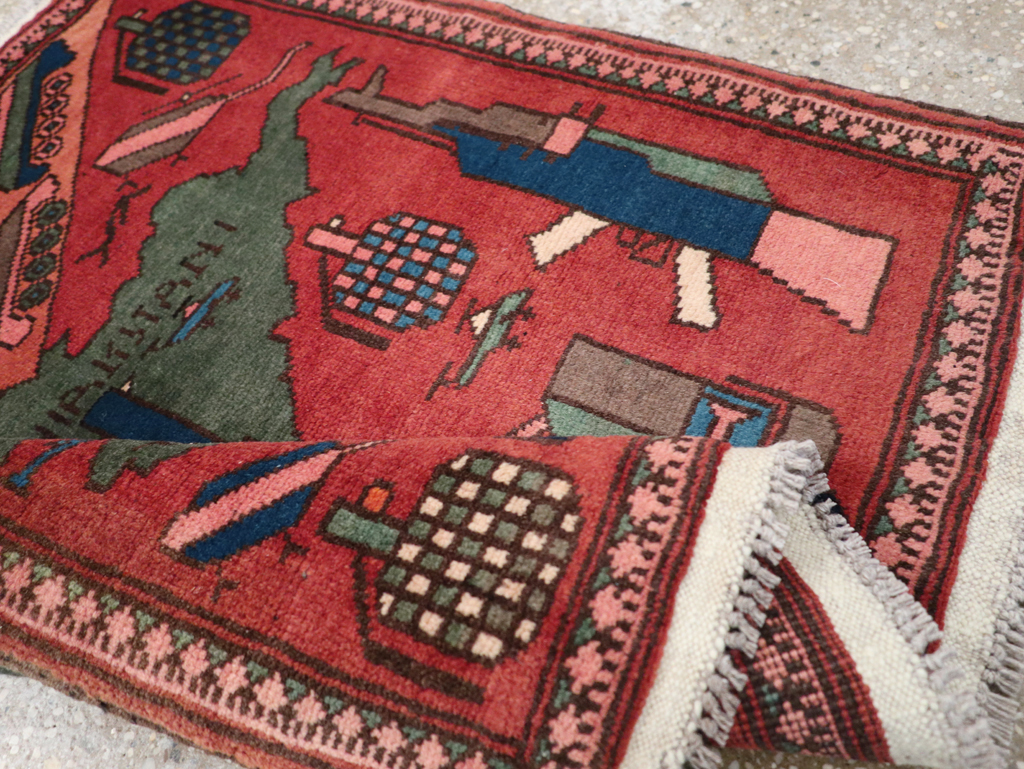 Vintage Afghan Pictorial War Map Rug, No.31627 - Staging