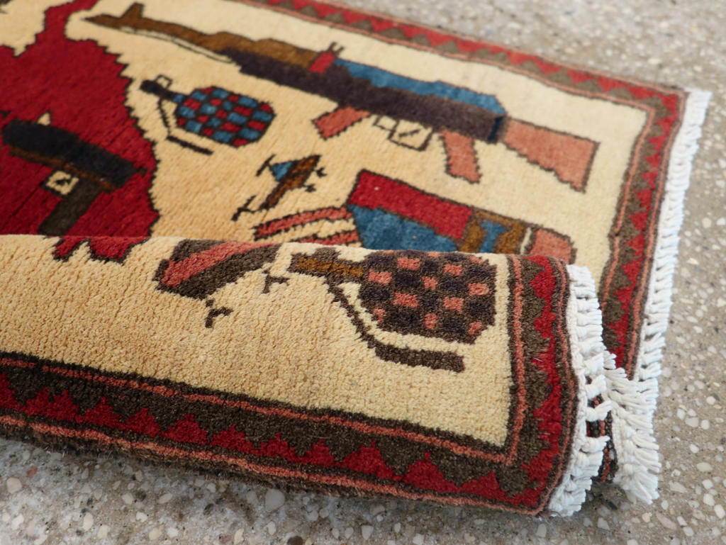 Vintage Afghan Pictorial War Map Rug, No.31628 - Staging