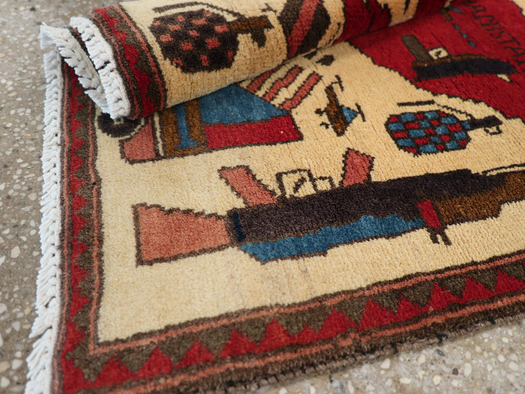 Vintage Afghan Pictorial War Map Rug, No.31628 - Staging