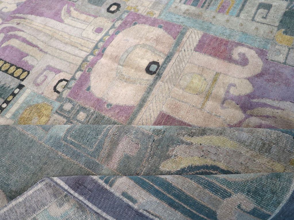 Vintage Turkish Art Deco Room Size Carpet, No.31637 - Staging