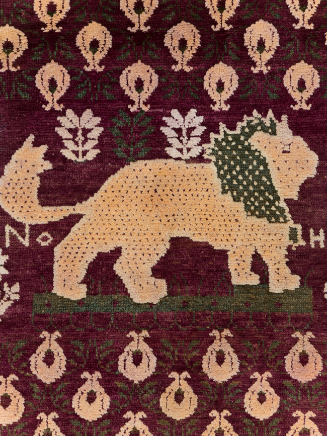 Vintage Pictorial Cotton Agra Rug, No.31638 - Staging