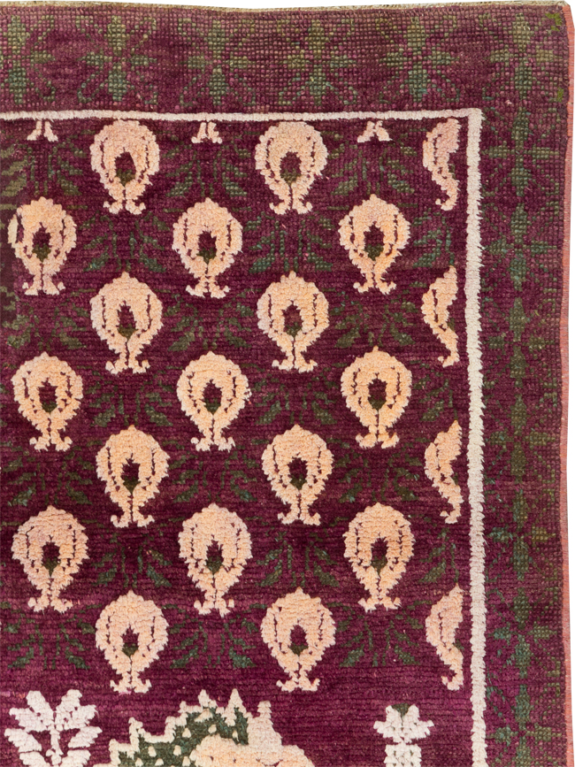 Vintage Pictorial Cotton Agra Rug, No.31638 - Staging