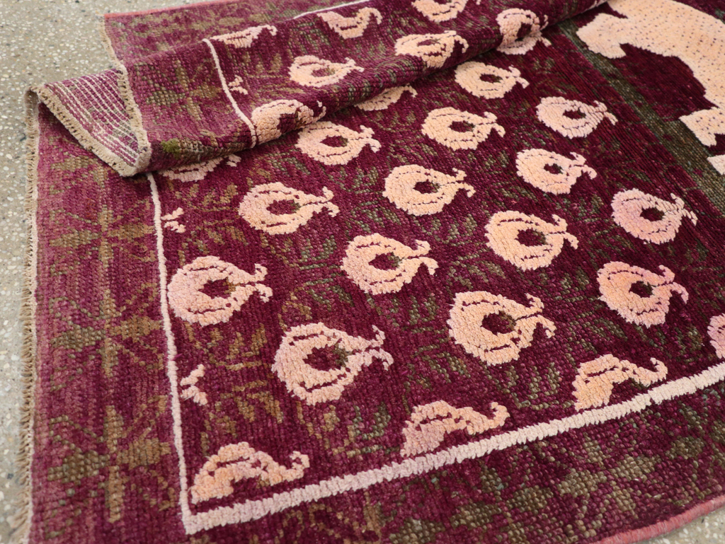 Vintage Pictorial Cotton Agra Rug, No.31638 - Staging