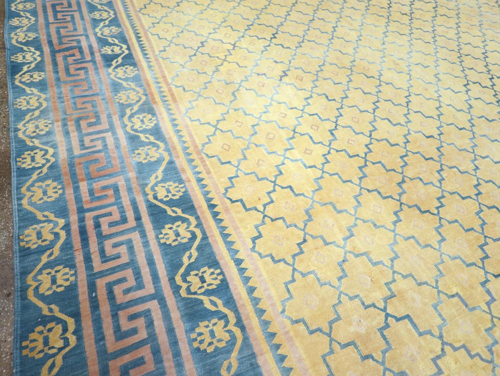 Vintage Indian Flatweave Dhurrie Large Room Size Carpet, No.31642 - Staging