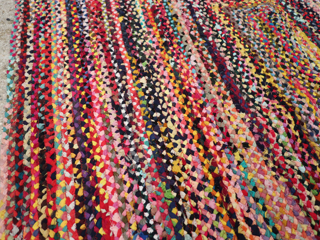 Vintage American Braided Accent Rug, No.31643 - Staging