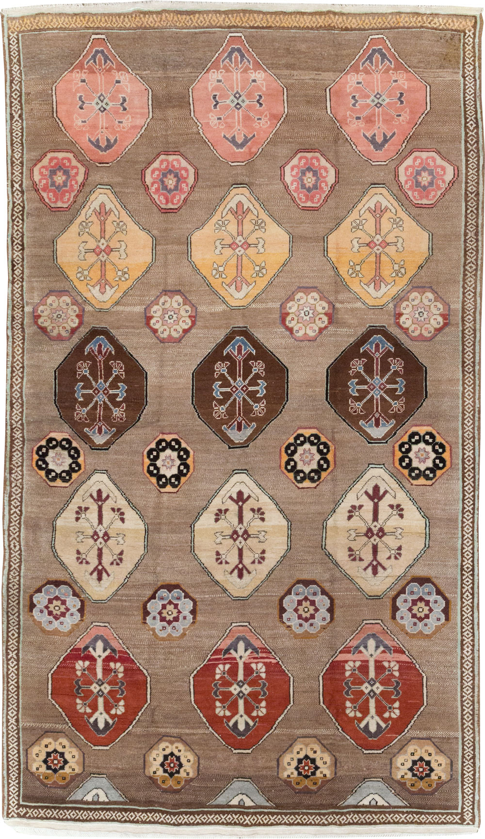 Vintage Turkish Anatolian Tribal Room Size Carpet, No.31649 - Staging