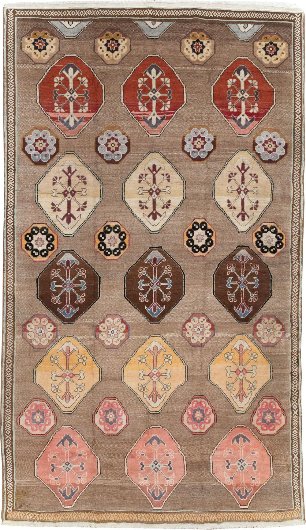 Vintage Turkish Anatolian Tribal Room Size Carpet, No.31649 - Staging