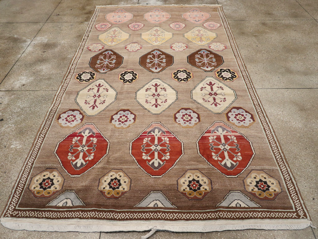 Vintage Turkish Anatolian Tribal Room Size Carpet, No.31649 - Staging