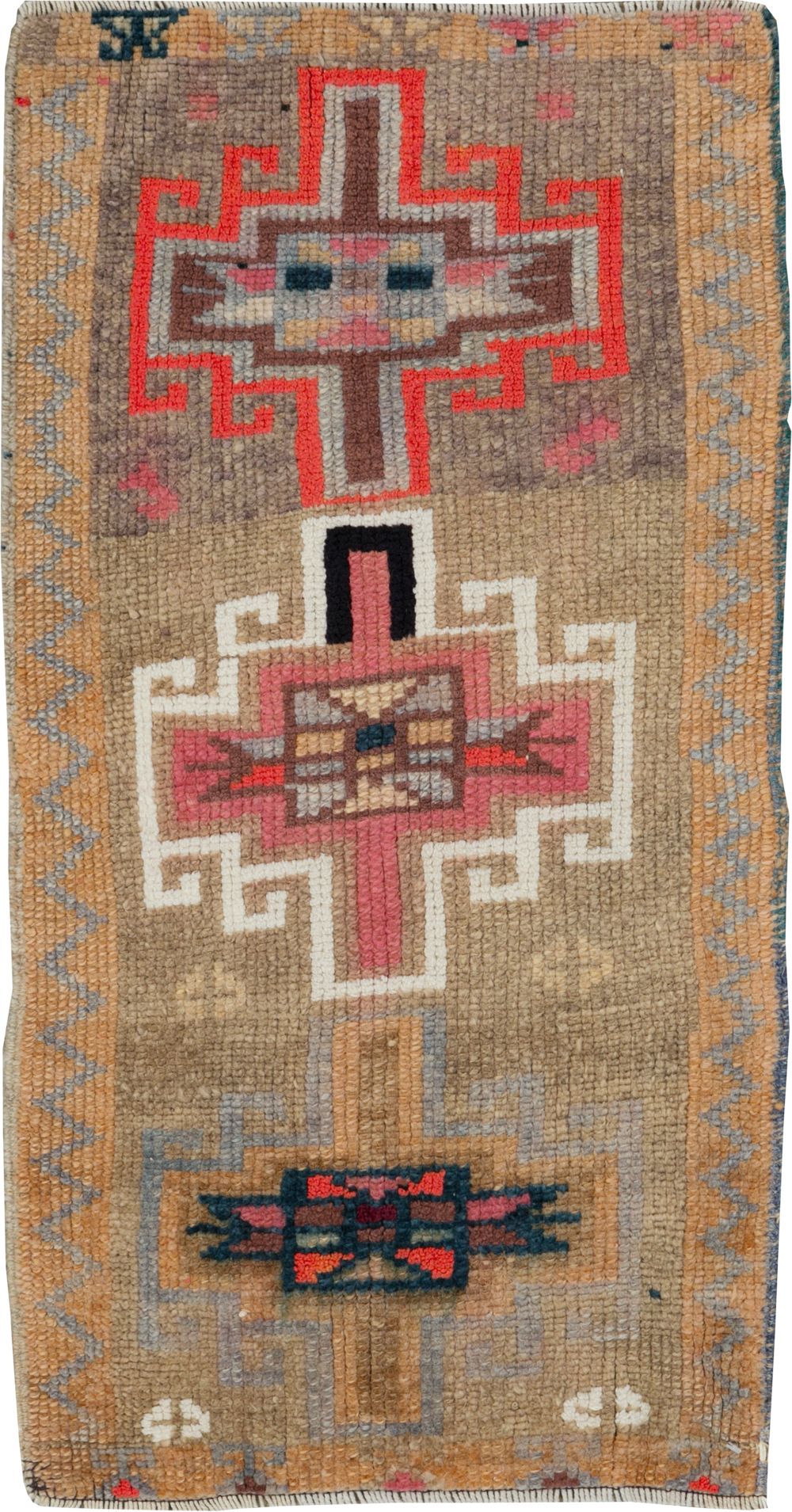 Vintage Turkish Anatolian Throw Rug, No.31663 - Staging