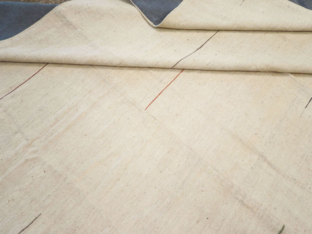 Modern Turkish Flatweave Square Room Size Carpet, No.31674 - Staging