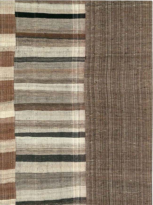 Modern Turkish Flatweave Kilim Square Room Size Carpet, No.31675 - Staging