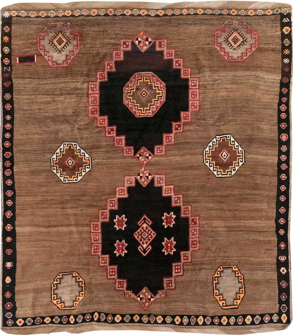 Vintage Turkish Anatolian Tribal Square Room Size Carpet, No.31677 - Staging