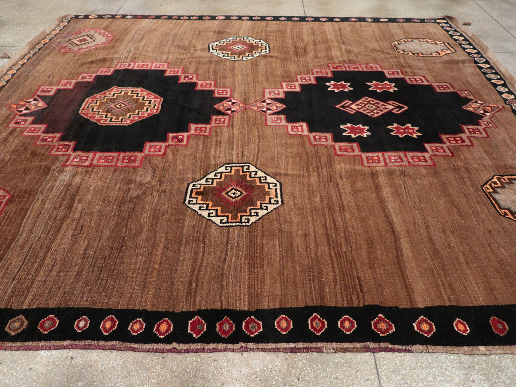 Vintage Turkish Anatolian Tribal Square Room Size Carpet, No.31677 - Staging