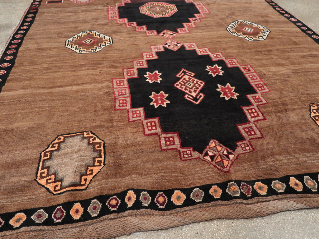 Vintage Turkish Anatolian Tribal Square Room Size Carpet, No.31677 - Staging