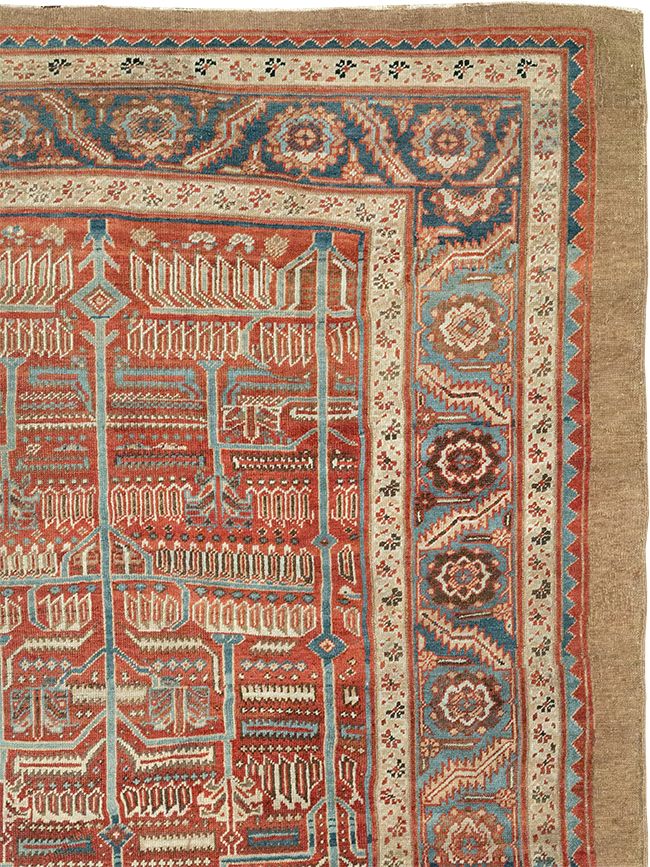 Antique Persian Bakshaish Room Size Carpet, No.31686 - Staging