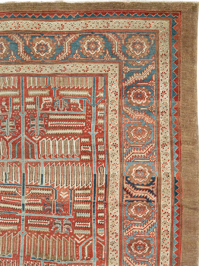 Antique Persian Bakshaish Room Size Carpet, No.31686 - Staging