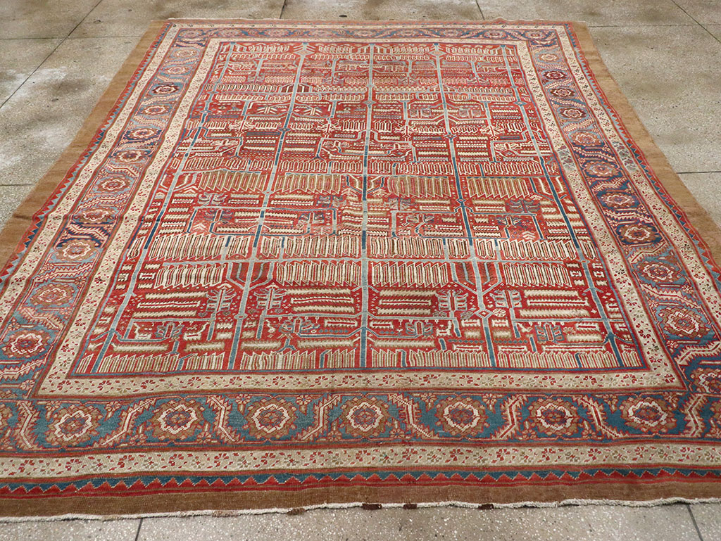 Antique Persian Bakshaish Room Size Carpet, No.31686 - Staging