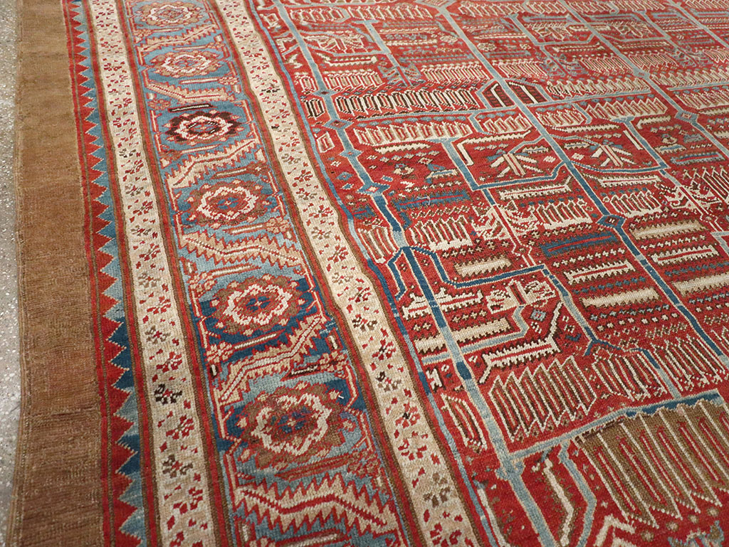 Antique Persian Bakshaish Room Size Carpet, No.31686 - Staging