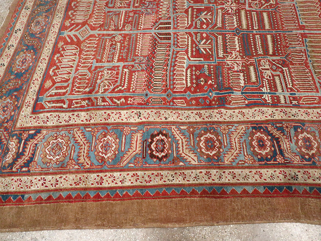 Antique Persian Bakshaish Room Size Carpet, No.31686 - Staging